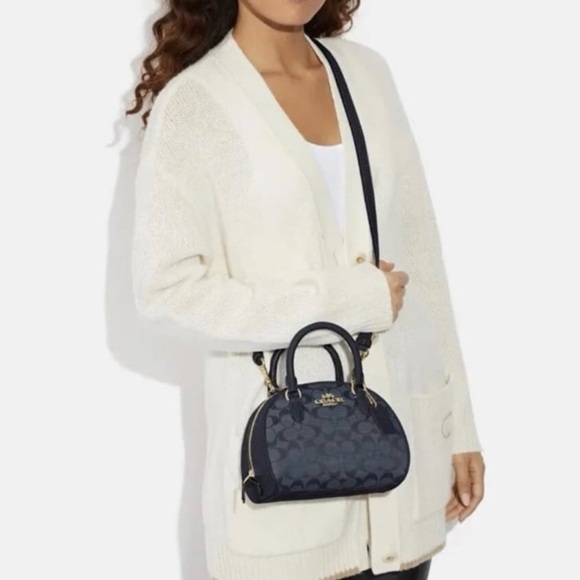 COACH Sydney Satchel Crossbody CH140 Signature Blue Denim Chambray AUTHENTC New! - Picture 8 of 8